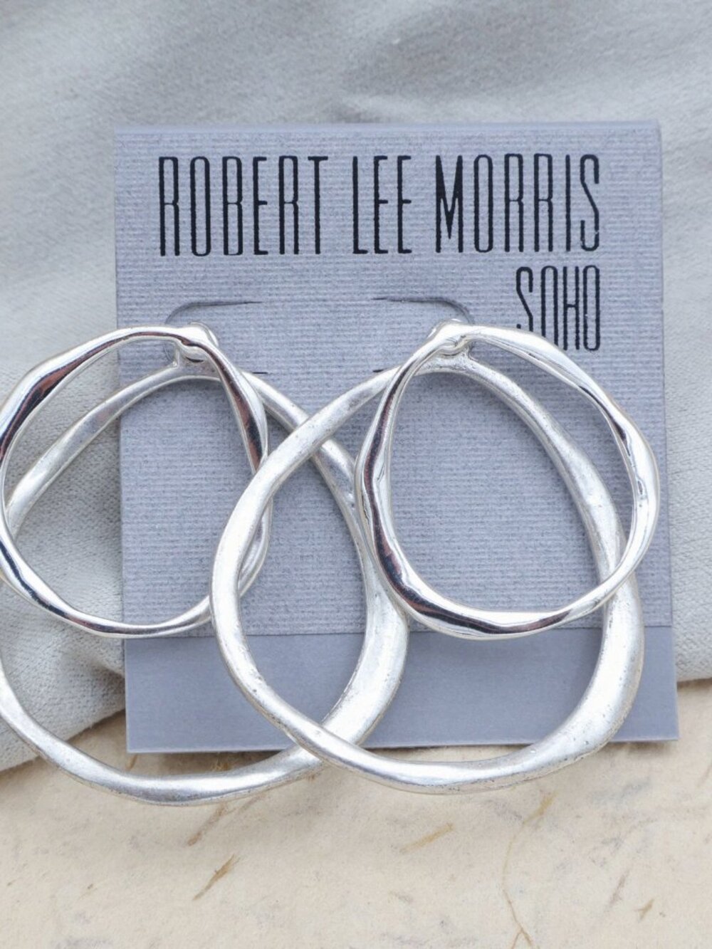 Robert Lee Morris Silver Textured Hoop Earrings